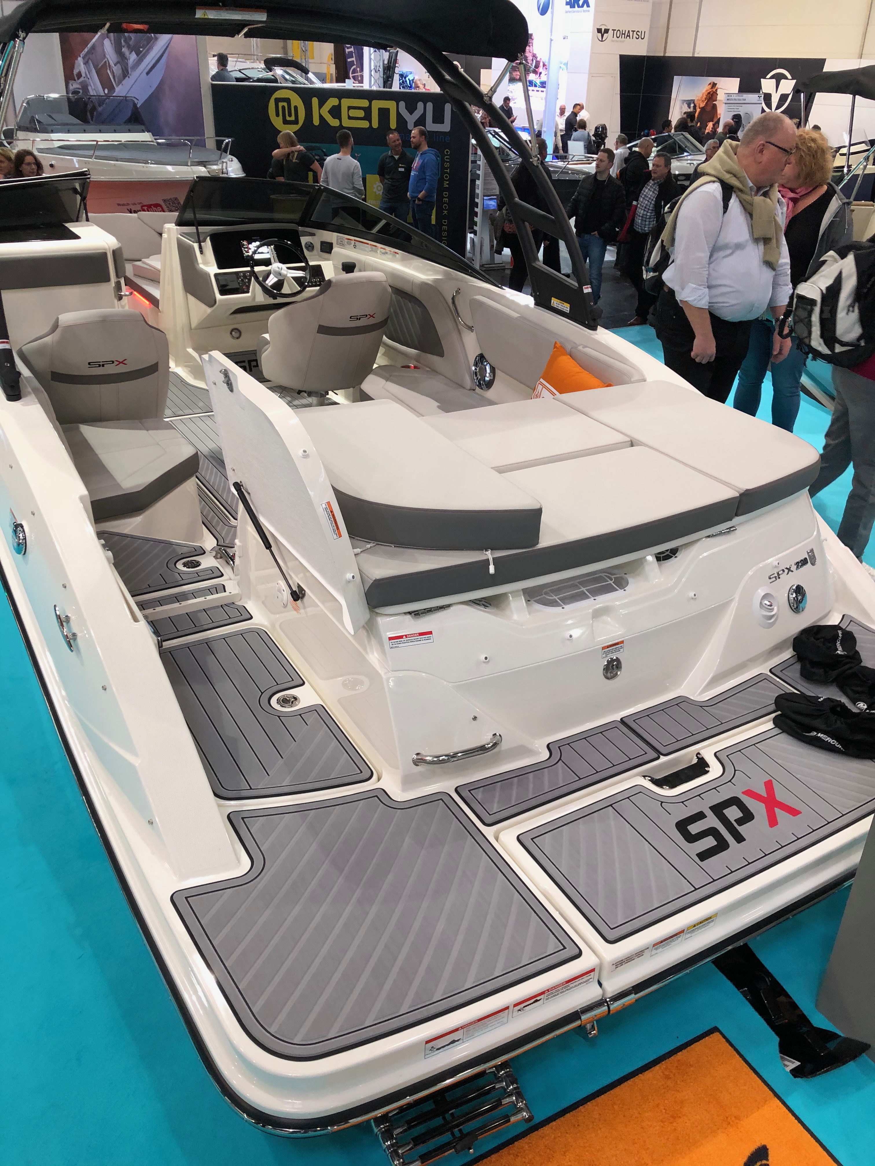 Sea Ray Boats with custom SeaDek on display at boot Dusseldorf 2020. 