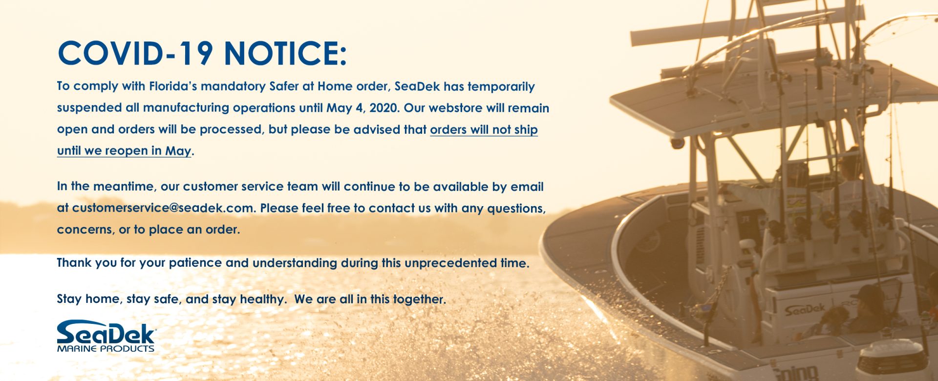 SeaDek COVID-19 Notice