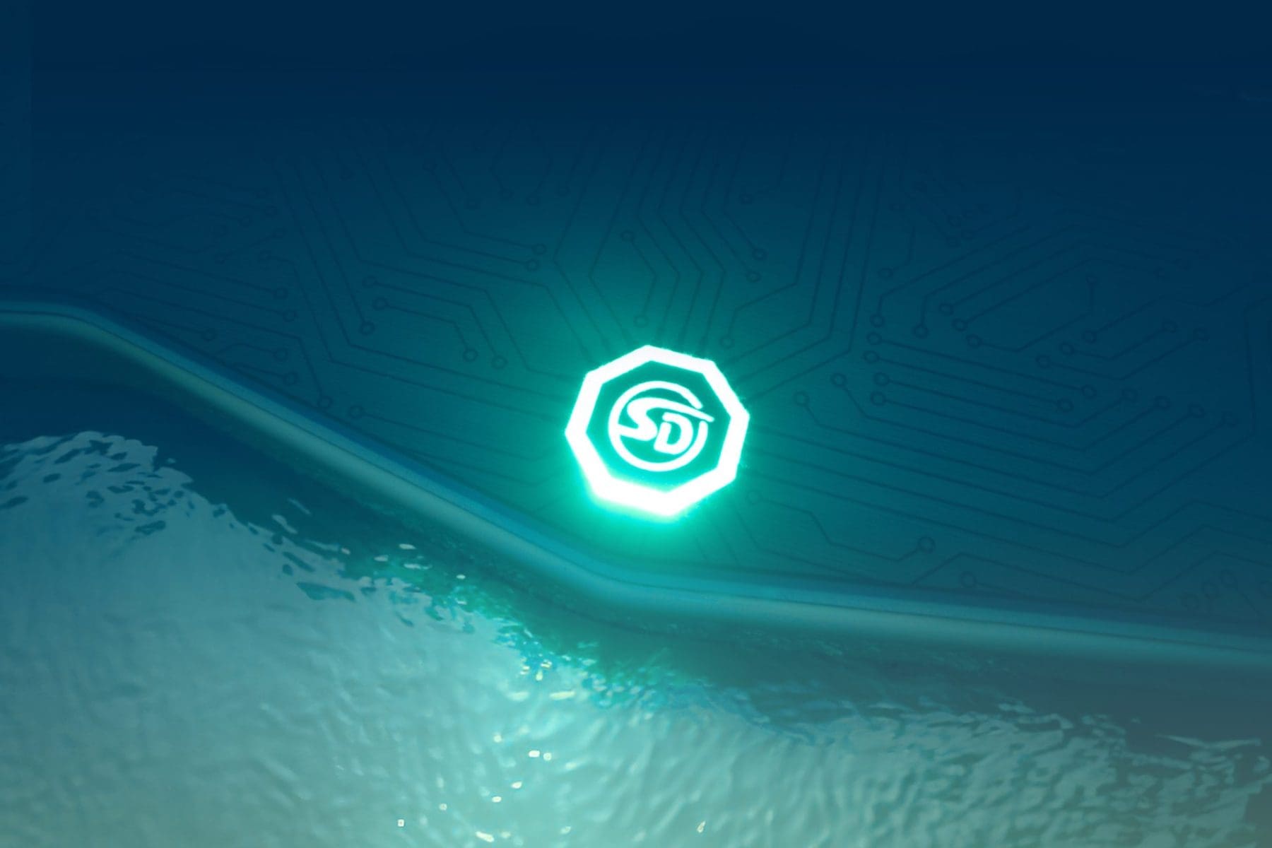 An image showing a Lighted SeaDek swim platform pad with a lighted logo.