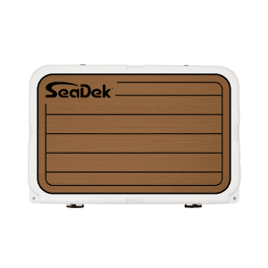 YETI Tundra Haul with a SeaDek Cooler Pad in Mocha over Black Teak.