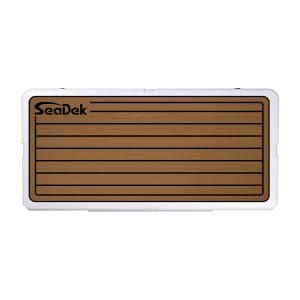 RTIC 145 with a SeaDek Cooler Pad in Mocha over Black Teak.